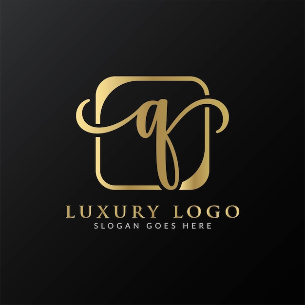 Diseño de logotipo de letra Q de lujo premium de oro abstracto