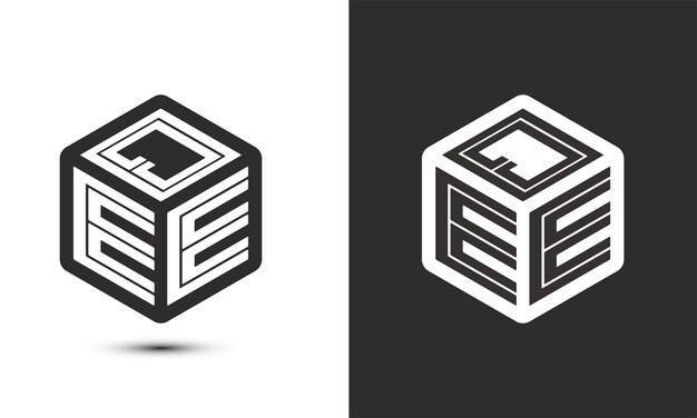 Vector diseño del logotipo de la letra qee con el logotipo del cubo del ilustrador, el logotipo vectorial, el estilo de superposición de fuentes del alfabeto moderno, el icono del logotipo premium business, el color blanco sobre fondo negro.