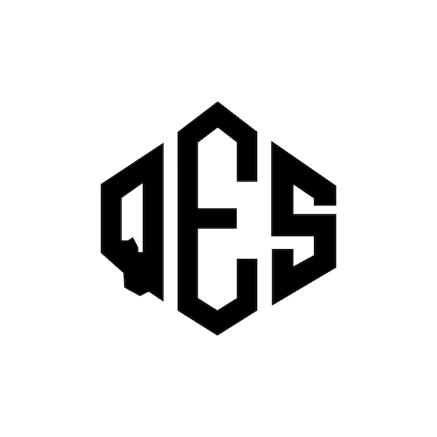 Diseño del logotipo de la letra QES con forma de polígono QES polígono