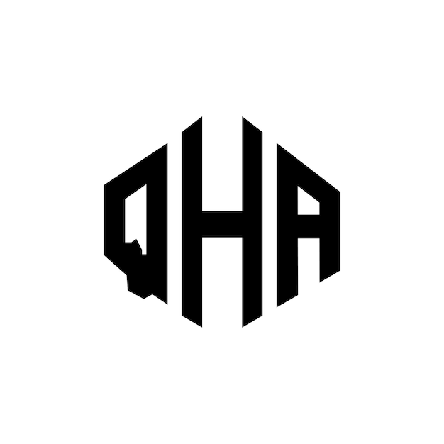 Diseño del logotipo de la letra QHA con forma de polígono QHA diseño del logotipo en forma de póligono y cubo QHA hexágono plantilla de logotipo vectorial colores blanco y negro QHA monograma logotipo de negocios e inmobiliario
