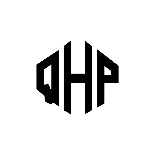 Diseño de logotipo de letra QHP con forma de polígono QHP polígono y forma de cubo diseño de logotipo QHP hexágono patrón de logotipo vectorial colores blanco y negro QHP monograma negocio y logotipo de bienes raíces