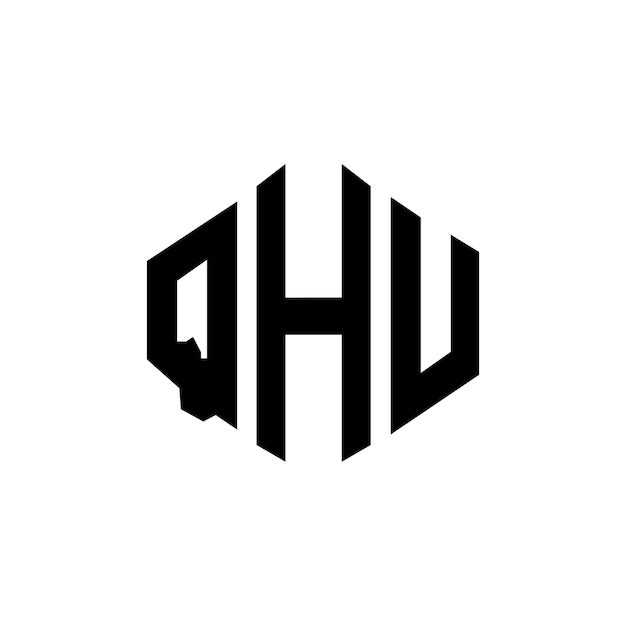 Diseño del logotipo de la letra QHU con forma de polígono QHU diseño del logotipo en forma de póligono y cubo QHU hexágono modelo de logotipo vectorial colores blanco y negro QHU monograma logotipo de negocios e inmobiliario