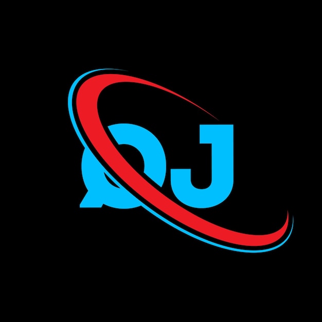 Diseño del logotipo de la letra QJ Letra inicial QJ círculo vinculado logotipo de monograma en mayúsculas logotipo de QJ rojo y azul