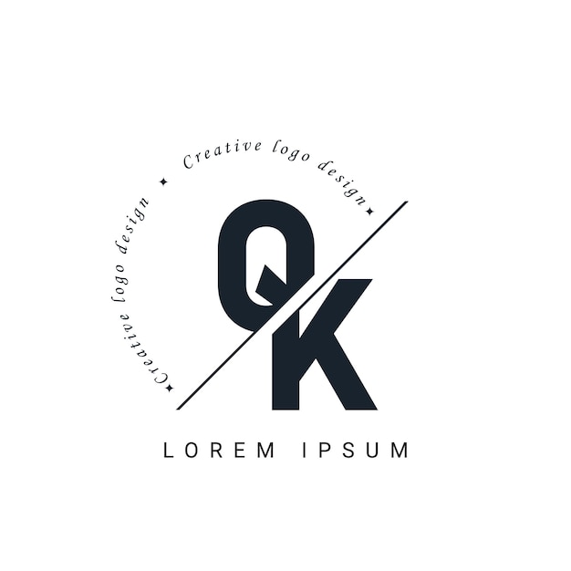 Diseño del logotipo de la letra QK con un corte creativo Diseño creativo del logotipo