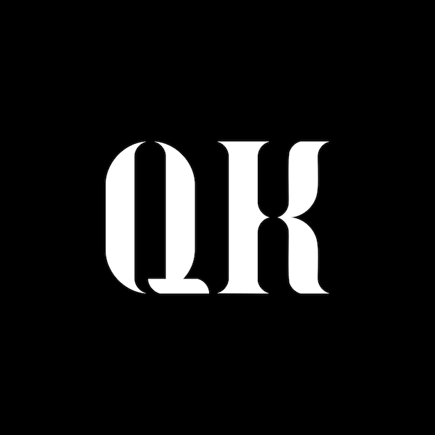 Diseño del logotipo de la letra QK Diseño de la letra inicial QK Monograma en mayúscula Logotipo de color blanco Logotipo QK diseño QK QK