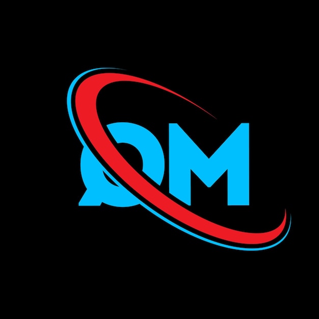 Diseño del logotipo de la letra QM Letra inicial QM círculo vinculado monograma en mayúsculas logotipo de QM rojo y azul