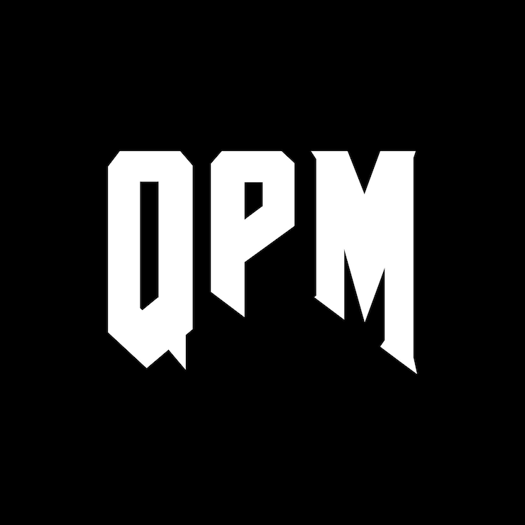 Vector diseño de logotipo de letra qpm para una empresa de tecnología diseño de diseño de logotipo qpm combinación de colores blanco y negro diseño vectorial de qpm icono qpm alfabeto qpm tipo de logotipo
