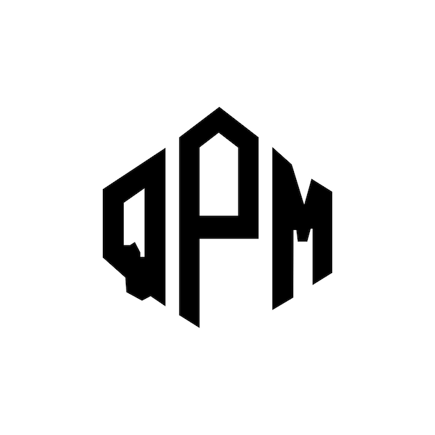Diseño de logotipo de letra QPM con forma de polígono QPM polígono y forma de cubo diseño de logotipo QPM hexágono patrón de logotipo vectorial colores blanco y negro QPM monograma negocio y logotipo de bienes raíces