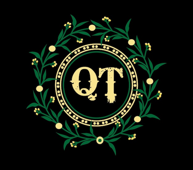 Diseño de logotipo de letra QT con forma de círculo Diseño de logotipo de círculo QT y forma de cubo Negocio de monograma QT