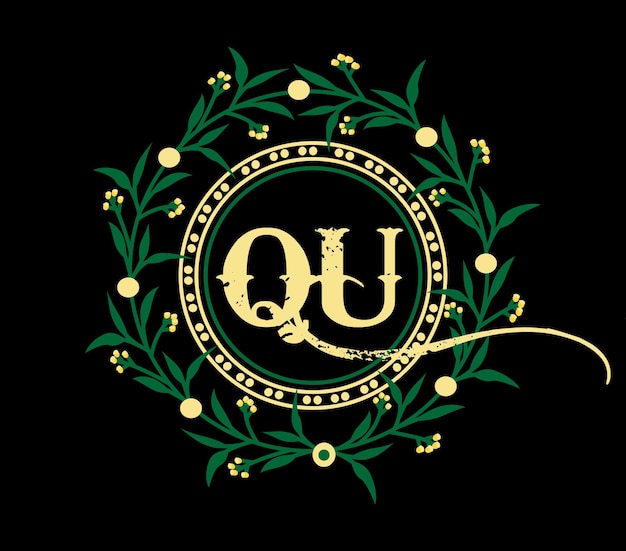 Diseño de logotipo de letra QU con forma de círculo Diseño de logotipo de forma de círculo y cubo QU Negocio de monograma QU