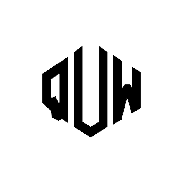 Diseño de logotipo de letra QUW con forma de polígono QUW diseño de logotipo en forma de póligono y cubo QUW hexágono plantilla de logotipo vectorial colores blanco y negro QUW monograma de negocios y logotipo inmobiliario