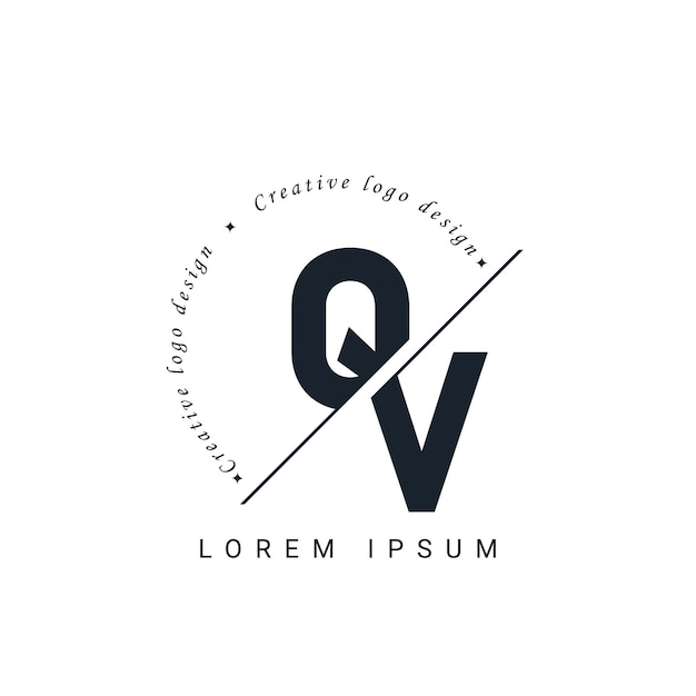 Vector diseño del logotipo de la letra qv con un corte creativo diseño creativo del logotipo