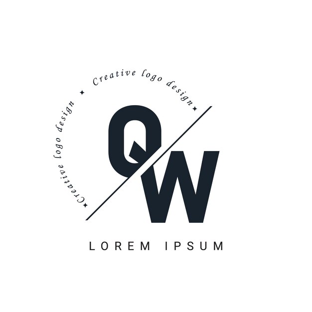 Diseño del logotipo de la letra QW con un corte creativo Diseño creativo del logotipo