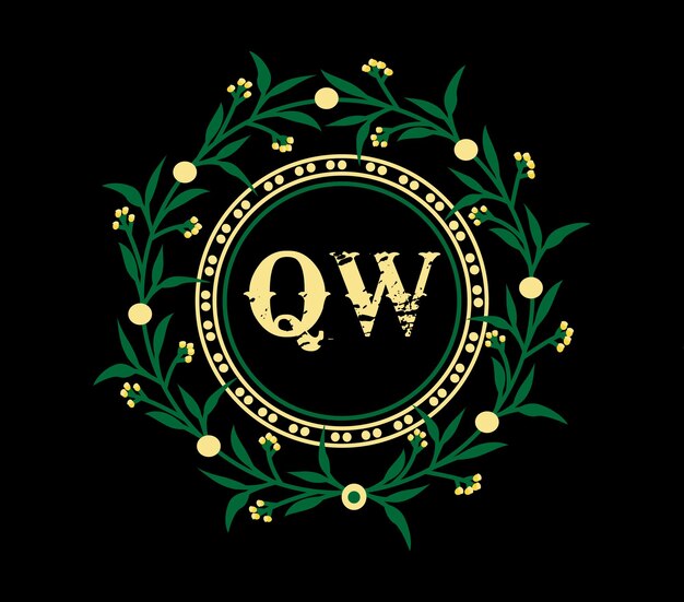 Diseño de logotipo de letra QW con forma de círculo Diseño de logotipo de forma de círculo y cubo QW Negocio de monograma QW