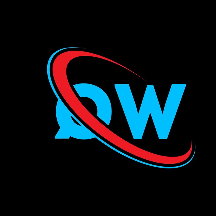 Vector diseño del logotipo de la letra qw letra inicial qw círculo vinculado monograma en mayúsculas logotipo qw rojo y azul