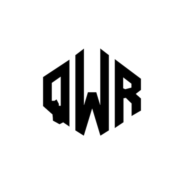 Diseño del logotipo de la letra QWR con forma de polígono QWR diseño del logotipo en forma de póligono y cubo QWR hexágono modelo de logotipo vectorial colores blanco y negro QWR monograma logotipo de negocios e inmobiliario