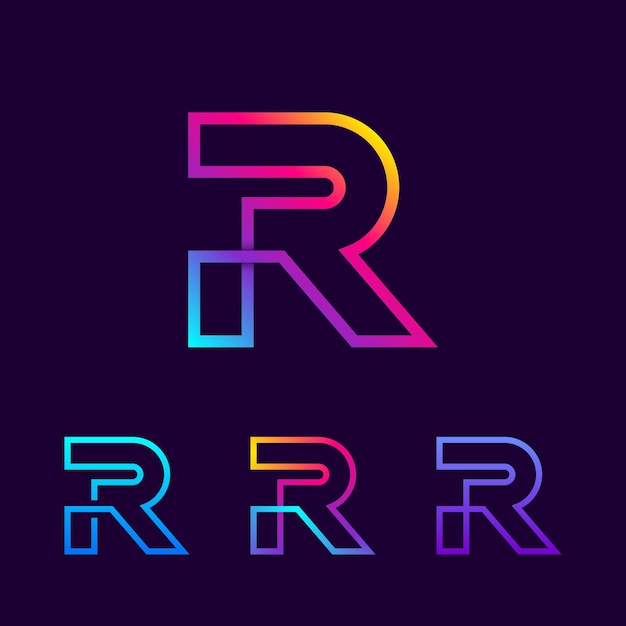 Diseño de logotipo de letra R abstracto con concepto lineal y de bucles para empresa digital y tecnológica