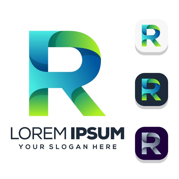 Diseño de logotipo letra R aislado en blanco