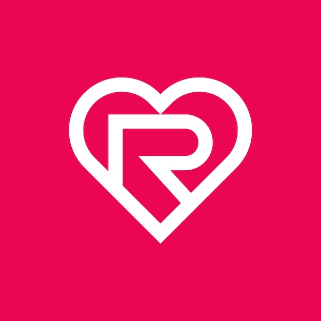 Diseño de logotipo de letra r de amor minimalista moderno
