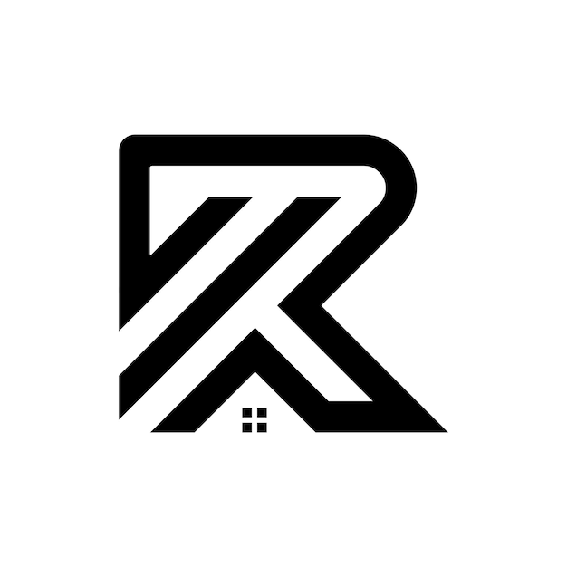 Diseño del logotipo de la letra R con casa para una empresa inmobiliaria