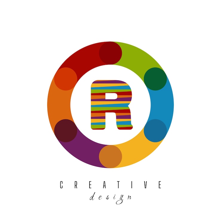 Vector diseño del logotipo de la letra r círculo con círculo con logotipo colorido