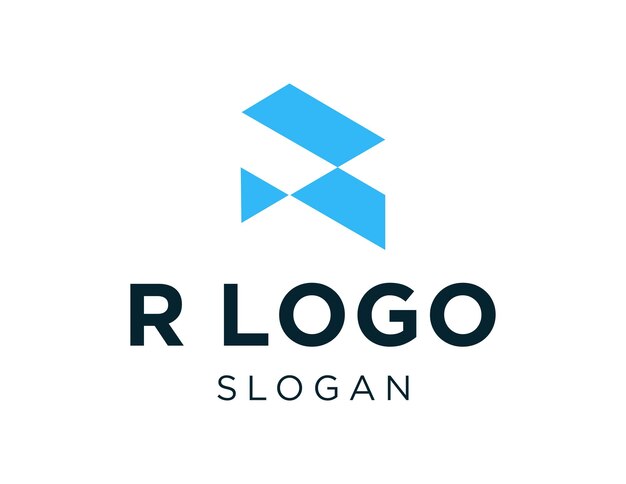 Diseño del logotipo de la letra R creado utilizando la aplicación Corel Draw 2018 con un fondo blanco