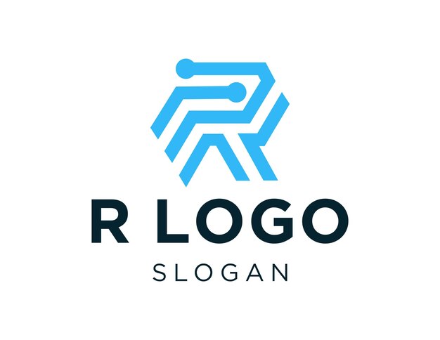 Diseño del logotipo de la letra R creado utilizando la aplicación Corel Draw 2018 con un fondo blanco