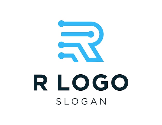 Diseño del logotipo de la letra R creado utilizando la aplicación Corel Draw 2018 con un fondo blanco