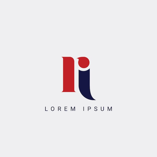 Diseño del logotipo de la letra R I en colores negros Letras modernas creativas Ilustración del logotipo del icono vectorial