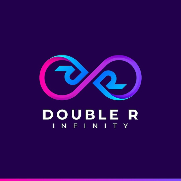 Vector diseño del logotipo de la letra r infinity y símbolo de color degradado azul púrpura para la marca de la empresa comercial