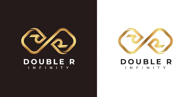 Vector diseño del logotipo de la letra r infinity y símbolo premium gold elegant para business company branding and corp