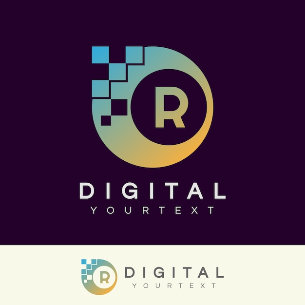 Diseño de logotipo letra r inicial digital