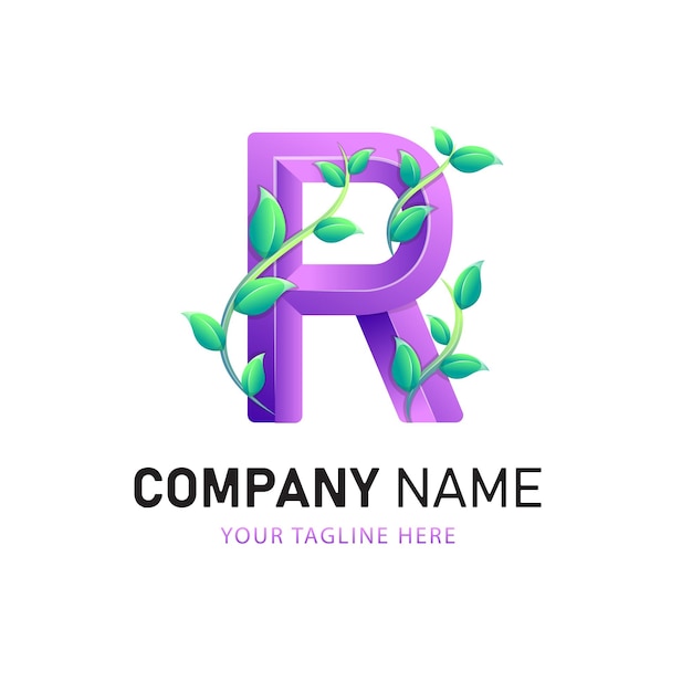 Diseño de logotipo letra R, plantilla de logotipo colorido