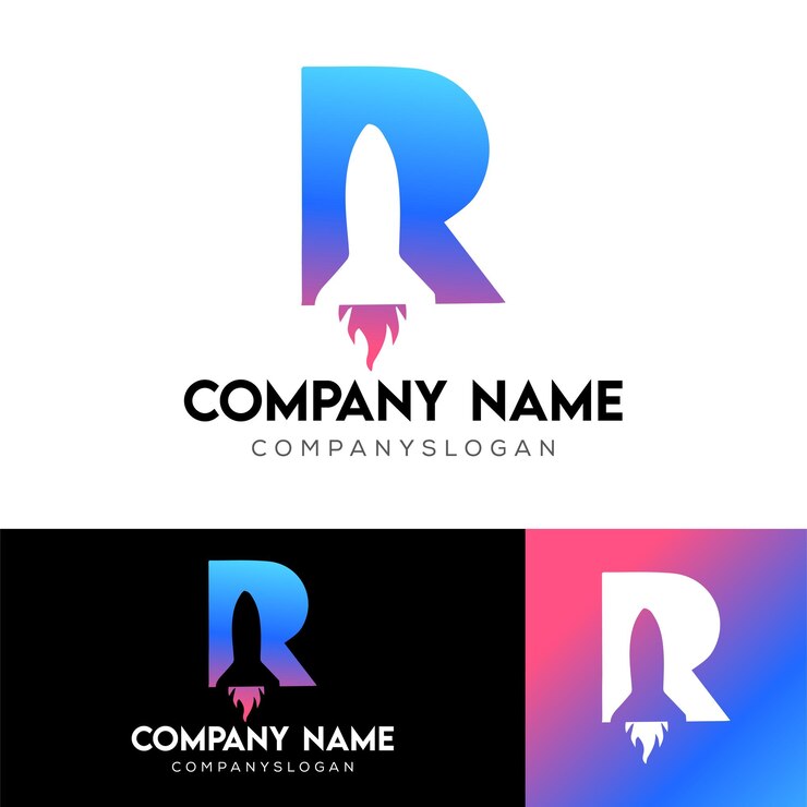 Vector diseño del logotipo de la letra r rocket