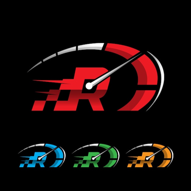 Diseño de logotipo letra R Speed rpm diseño de logotipo para automoción