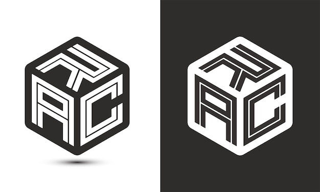 Diseño de logotipo de letra rac con logotipo de cubo ilustrador logotipo vectorial estilo de superposición de fuente de alfabeto moderno