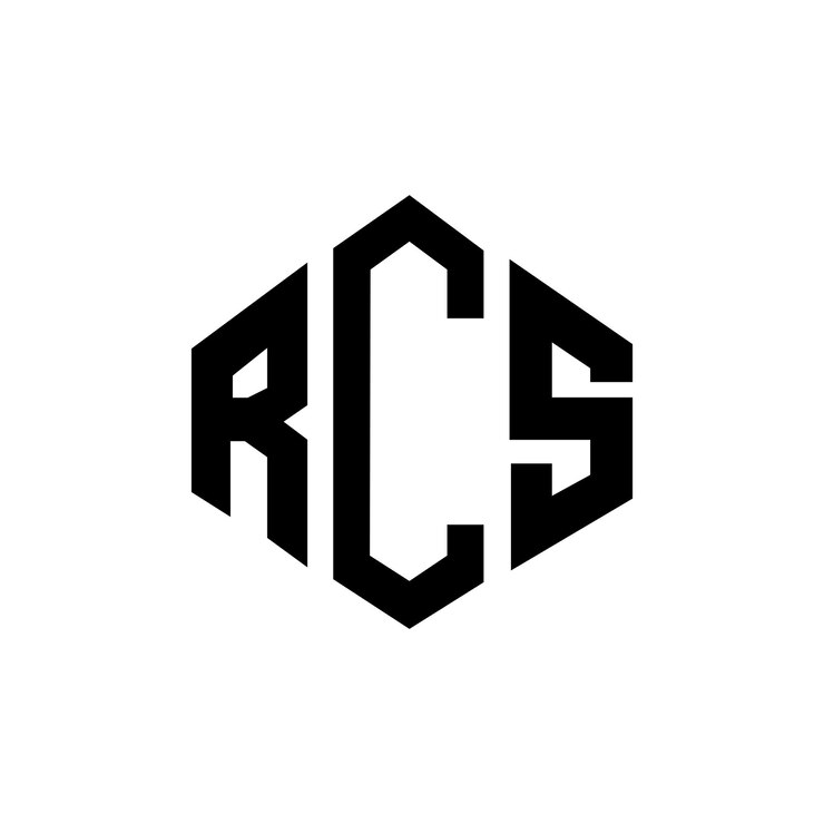 Vector diseño de logotipo de letra rcs con forma de polígono rcs polígono y forma de cubo diseño de logotipo rcs hexágono modelo de logotipo vectorial colores blanco y negro rcs monograma negocio y logotipo de bienes raíces