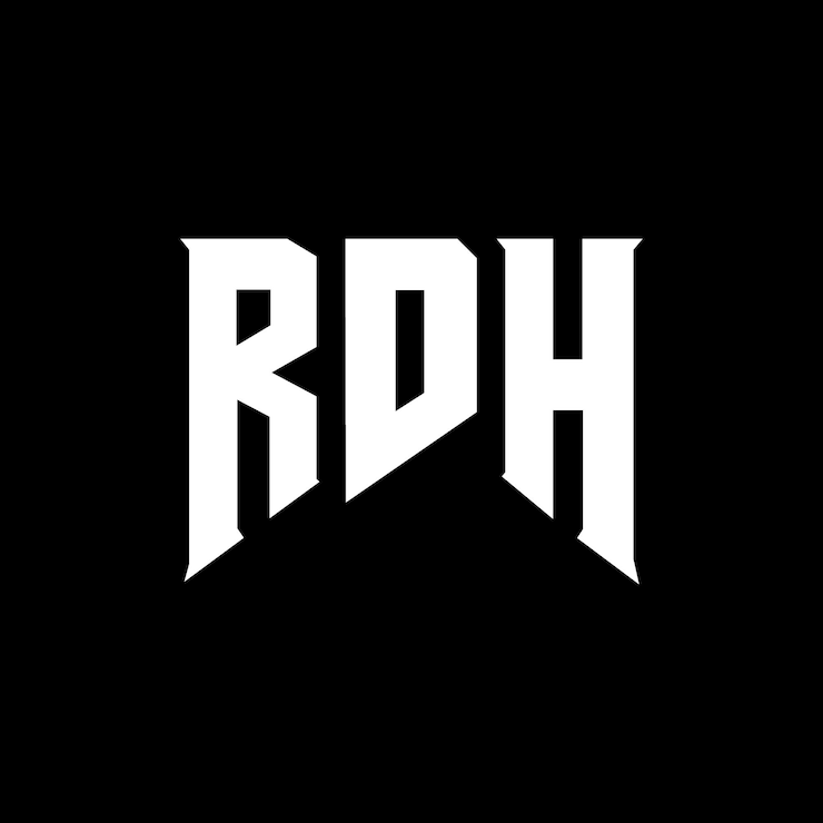 Vector diseño de logotipo de letra rdh para la compañía de tecnología rdh diseño de logotipo combinación de colores blanco y negro rdh logotipo rdh vector rdh diseño rdh icono rdh alfabeto rdh tipografía diseño del logotipo