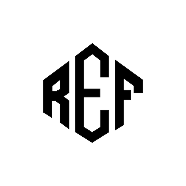 Diseño de logotipo de letra REF con forma de polígono REF polígono y forma de cubo diseño de logotipo REF hexágono patrón de logotipo vectorial colores blanco y negro REF monograma de negocios y logotipo de bienes raíces