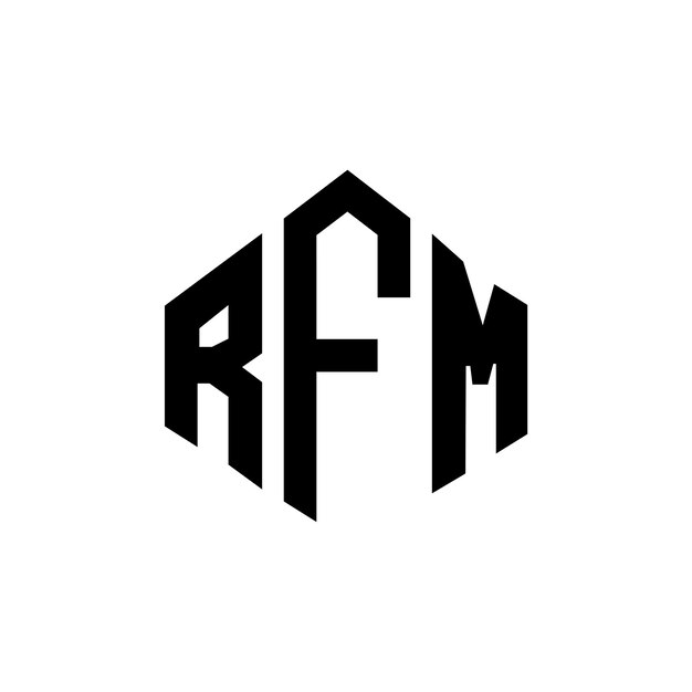 Diseño de logotipo de letra RFM con forma de polígono RFM polígono y forma de cubo diseño de logotipo RFM hexágono modelo de logotipo vectorial colores blanco y negro RFM monograma de negocios y logotipo de bienes raíces