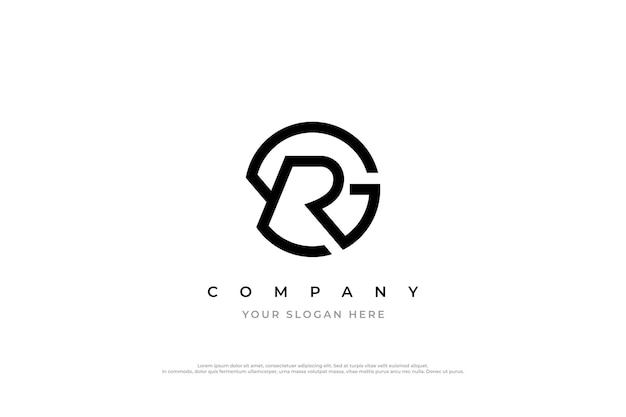 Diseño del logotipo de la letra RG mínima o del logotipo del monograma GR