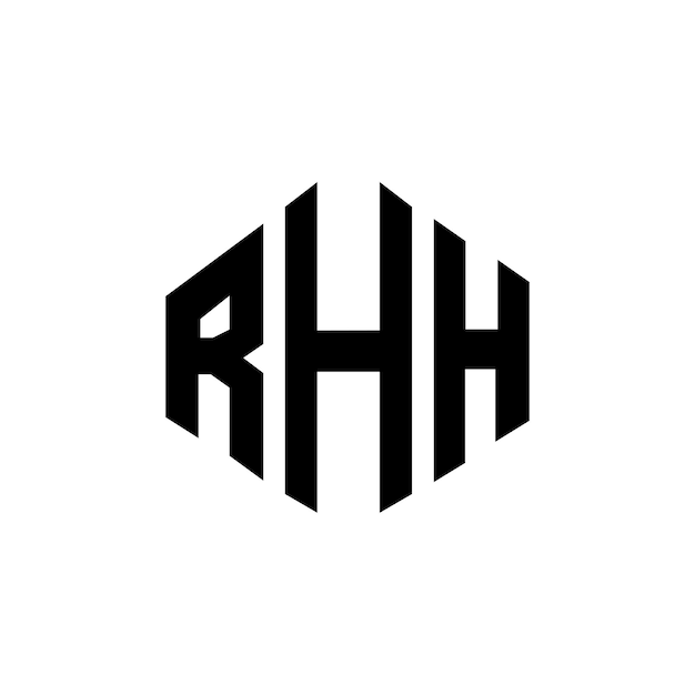 Vector diseño de logotipo de letra rh con forma de polígono rh polígono y forma de cubo diseño de logotipo rh hexágono modelo de logotipo vectorial colores blanco y negro rh monograma de negocios y logotipo de bienes raíces