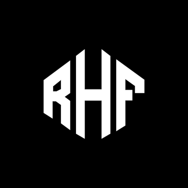 Diseño de logotipo de letra RHF con forma de polígono RHF diseño de logotipo en forma de póligono y cubo RHF hexágono modelo de logotipo vectorial colores blanco y negro RHF monograma de negocios y logotipo de bienes raíces