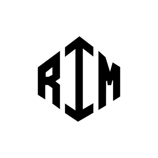 Diseño de logotipo de letra RIM con forma de polígono RIM polígono y forma de cubo diseño de logotipo RIM hexágono patrón de logotipo vectorial colores blanco y negro RIM monograma de negocios y logotipo de bienes raíces