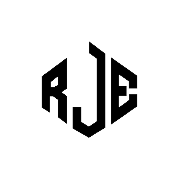 Diseño de logotipo de letra RJE con forma de polígono RJE diseño de logotipo en forma de polígono y cubo RJE hexágono plantilla de logotipo vectorial colores blanco y negro RJE monograma de negocios y logotipo de bienes raíces