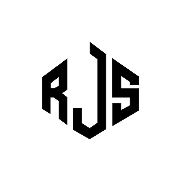 Diseño de logotipo de letra RJS con forma de polígono RJS polígono y forma de cubo diseño de logotipo RJS hexágono patrón de logotipo vectorial colores blanco y negro RJS monograma negocio y logotipo de bienes raíces