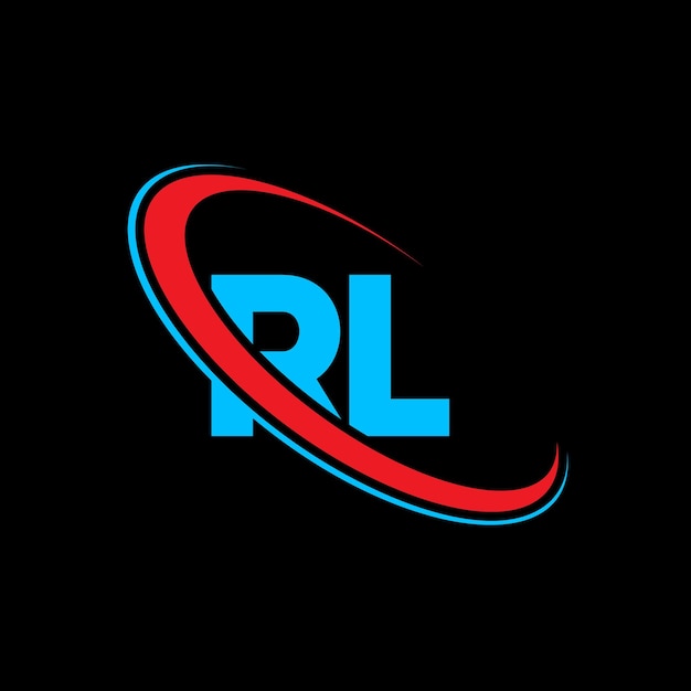 Diseño del logotipo de la letra RL Letra inicial RL círculo vinculado logotipo de monograma en mayúsculas logotipo de RL rojo y azul