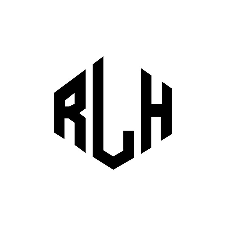 Vector diseño de logotipo de letra rlh con forma de polígono rlh poligono y forma de cubo diseño de logotipo rlh hexágono patrón de logotipo vectorial colores blanco y negro rlh monograma de negocios y logotipo de bienes raíces