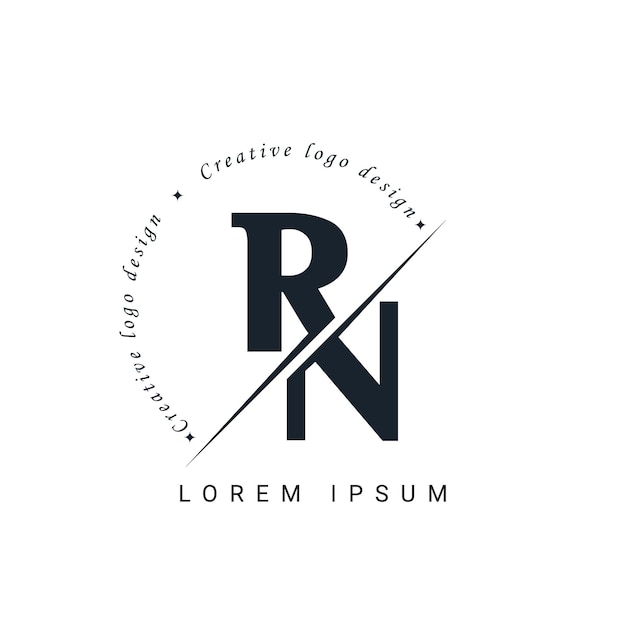 Diseño del logotipo de la letra RN con un corte creativo Diseño del Logotipo creativo