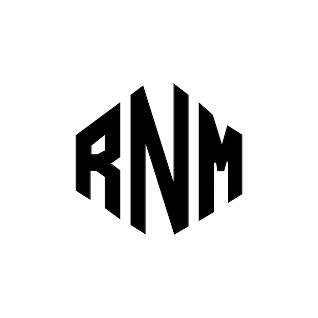 Diseño del logotipo de la letra RNM con forma de polígono RNM polígono y forma de cubo diseño del logotipo RNM hexágono modelo de logotipo vectorial colores blanco y negro RNM monograma negocio y logotipo de bienes raíces